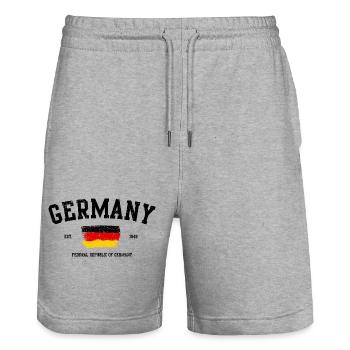 Conception abstraite de la typographie du drapeau allemand - Short de jogging bio TRAINER Stanley/Stella unisexe - gris chiné - Devant - Nik (191cm) & Marisol (170cm)