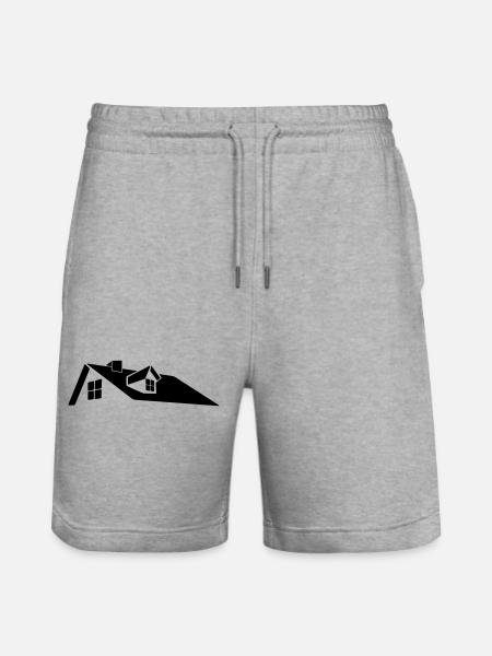 Logo des Dachhauses mit Dachgaube - Stanley/Stella Unisex Bio Joggingshorts Trainer - Grau meliert