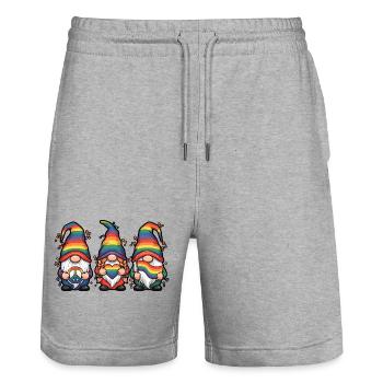 LGBT Pride Month - Liebe ist Liebe - Stanley/Stella Unisex Bio Joggingshorts Trainer  - Grau meliert - Vorne - Nik (191cm) & Marisol (170cm)