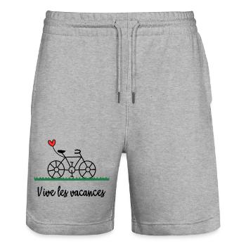 HOLIDAY. MISTRESS. THANK YOU. THANK YOU MISTRESS - Stanley/Stella Trainer Unisex Organic Jogging Shorts - heather grey - Front - Nik (191cm) & Marisol (170cm)