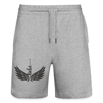 Engel Liebe T Shirt - Stanley/Stella Unisex Bio Joggingshorts Trainer  - Grau meliert - Vorne - Nik (191cm) & Marisol (170cm)