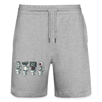 Lustiger Toilettenkopf Cartoon PNG Design - Stanley/Stella Unisex Bio Joggingshorts Trainer  - Grau meliert - Vorne - Nik (191cm) & Marisol (170cm)