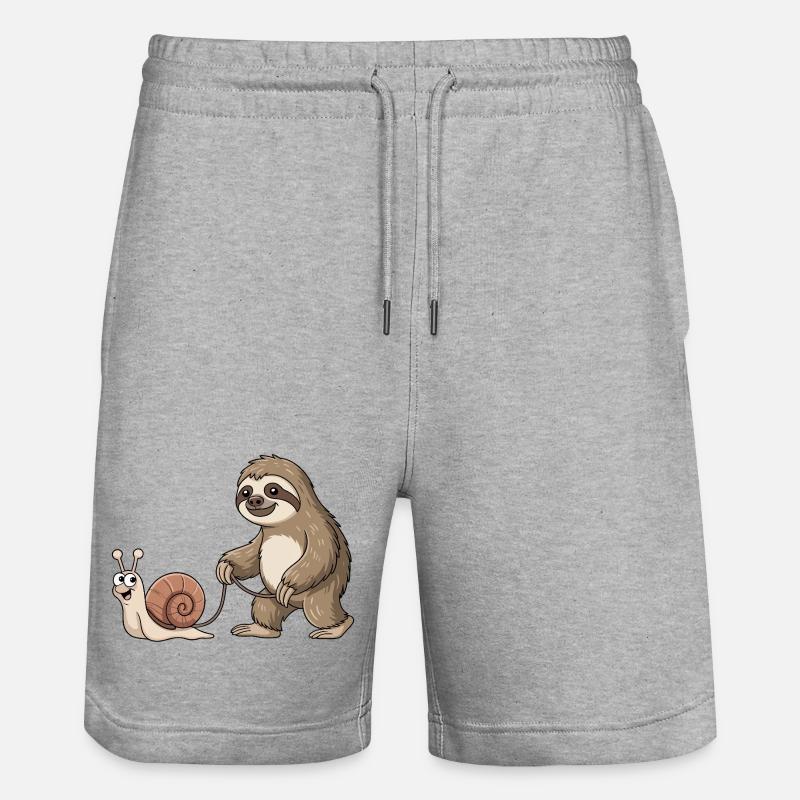 Sloth and snail - Stanley/Stella Trainer Unisex Organic Jogging Shorts - heather grey