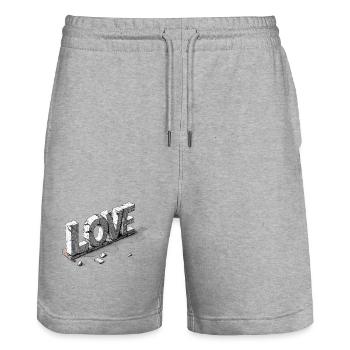 Love Stones - Stanley/Stella Trainer Unisex Organic Jogging Shorts - heather grey - Front - Nik (191cm) & Marisol (170cm)