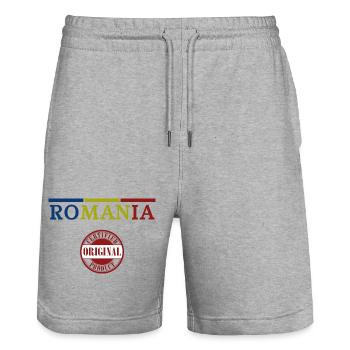 Drapeau roumain, fierté roumaine - Short de jogging bio TRAINER Stanley/Stella unisexe - gris chiné - Devant - Nik (191cm) & Marisol (170cm)