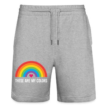 LGBTQ Pride Month - Das sind meine Farben - Stanley/Stella Unisex Bio Joggingshorts Trainer  - Grau meliert - Vorne - Nik (191cm) & Marisol (170cm)