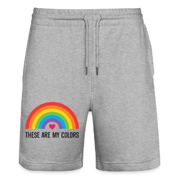 LGBTQ Pride Month - Das sind meine Farben - Stanley/Stella Unisex Bio Joggingshorts Trainer  - Grau meliert - Vorne - Nik (191cm) & Marisol (170cm)
