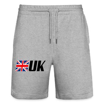 United Kingdom official flag - Stanley/Stella Trainer Unisex Organic Jogging Shorts - heather grey - Front - Nik (191cm) & Marisol (170cm)