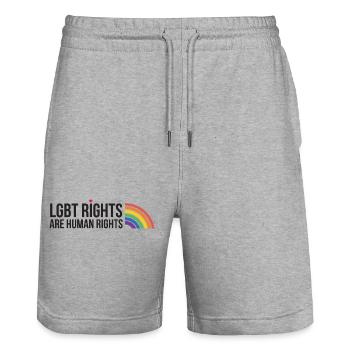 LGBTQ Pride Month - LGBT Rights Are Human Rights - Stanley/Stella Trainer Unisex Organic Jogging Shorts - heather grey - Front - Nik (191cm) & Marisol (170cm)