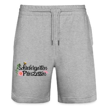 Schrebergarten Kleingarten Prinzessin - Stanley/Stella Unisex Bio Joggingshorts Trainer  - Grau meliert - Vorne - Nik (191cm) & Marisol (170cm)
