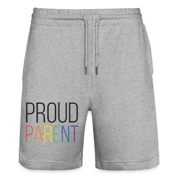 LGBTQ Pride Month - Proud Parent - Stanley/Stella Trainer Unisex Organic Jogging Shorts - heather grey - Front - Nik (191cm) & Marisol (170cm)