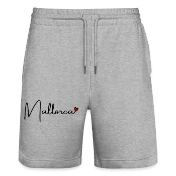 Mallorca Heart - Stanley/Stella Trainer Unisex Organic Jogging Shorts - heather grey - Front - Nik (191cm) & Marisol (170cm)