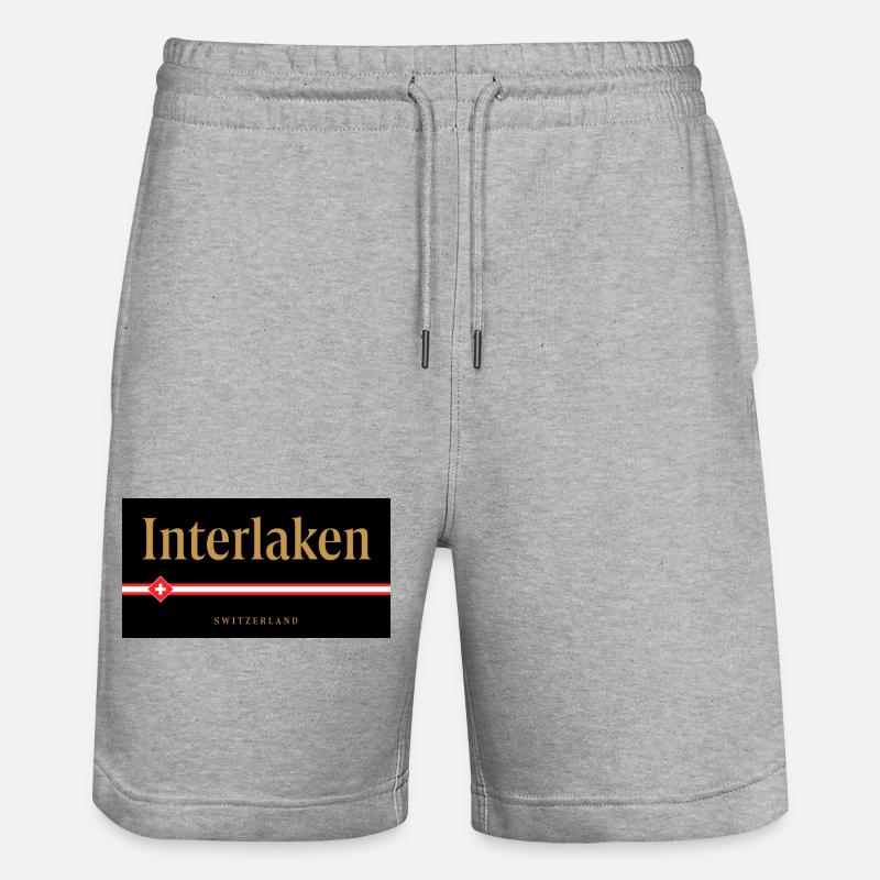Interlaken Schweizer Goldschrift Design - Stanley/Stella Unisex Bio Joggingshorts Trainer  - Grau meliert