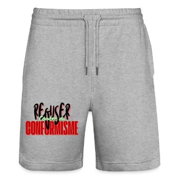 Refuser le conformisme - Short de jogging bio TRAINER Stanley/Stella unisexe - gris chiné - Devant - Nik (191cm) & Marisol (170cm)