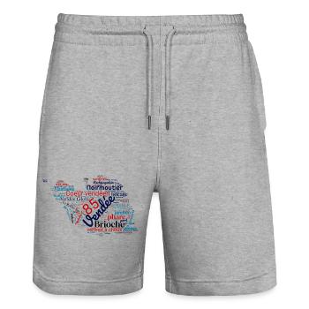 Fier d’être Vendéen – Cœur en Vendée - 85 - Short de jogging bio TRAINER Stanley/Stella unisexe - gris chiné - Devant - Nik (191cm) & Marisol (170cm)