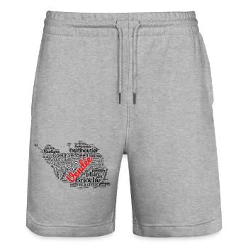 Fier d’être Vendéen – Cœur en Vendée – 85 - Short de jogging bio TRAINER Stanley/Stella unisexe - gris chiné - Devant - Nik (191cm) & Marisol (170cm)