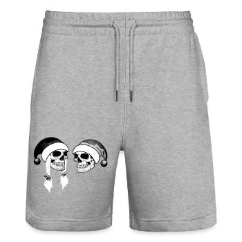 Sombre Noël Crâne Femme Homme Chapeau - Short de jogging bio TRAINER Stanley/Stella unisexe - gris chiné - Devant - Nik (191cm) & Marisol (170cm)