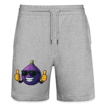 Cool Cute Fig Cartoon Summer Fruits Joy - Stanley/Stella Trainer Unisex Organic Jogging Shorts - heather grey - Front - Nik (191cm) & Marisol (170cm)