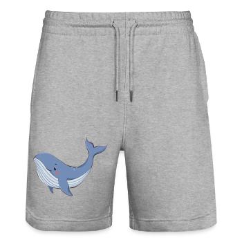Blue whale - Stanley/Stella Trainer Unisex Organic Jogging Shorts - heather grey - Front - Nik (191cm) & Marisol (170cm)