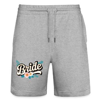 L’équipe de la mariée ! Personnalisable - Short de jogging bio TRAINER Stanley/Stella unisexe - gris chiné - Devant - Nik (191cm) & Marisol (170cm)