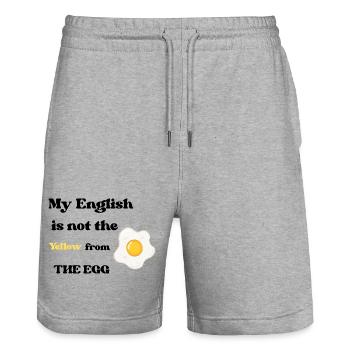 Frühstücks-Fried Egg Illustration - Stanley/Stella Unisex Bio Joggingshorts Trainer  - Grau meliert - Vorne - Nik (191cm) & Marisol (170cm)