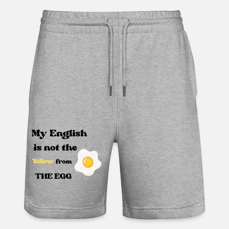 Frühstücks-Fried Egg Illustration - Stanley/Stella Unisex Bio Joggingshorts Trainer  - Grau meliert