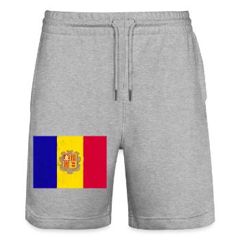Flagge von Andorra – Symbol der Unabhängigkeit und Tradition - Stanley/Stella Unisex Bio Joggingshorts Trainer  - Grau meliert - Vorne - Nik (191cm) & Marisol (170cm)