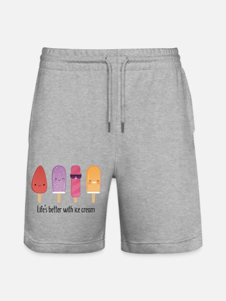 Lifes better with cream - Stanley/Stella Unisex Bio Joggingshorts Trainer - Grau meliert