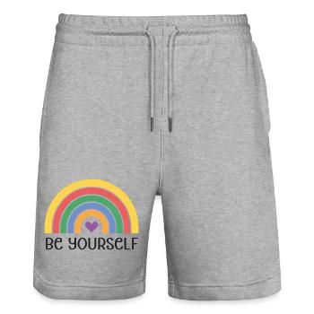 LGBTQ Pride Month - Sei du selbst - Stanley/Stella Unisex Bio Joggingshorts Trainer  - Grau meliert - Vorne - Nik (191cm) & Marisol (170cm)