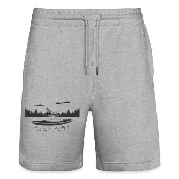 Kajak Kanu Kanadier Paddelboot Kanusport Paddler - Stanley/Stella Unisex Bio Joggingshorts Trainer  - Grau meliert - Vorne - Nik (191cm) & Marisol (170cm)