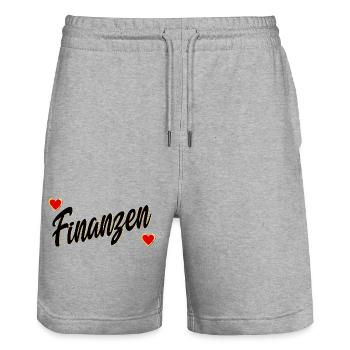 GELD LIEBEN FINANZEN - Stanley/Stella Unisex Bio Joggingshorts Trainer  - Grau meliert - Vorne - Nik (191cm) & Marisol (170cm)