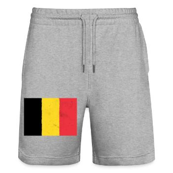 Drapeau de la Belgique - Short de jogging bio TRAINER Stanley/Stella unisexe - gris chiné - Devant - Nik (191cm) & Marisol (170cm)