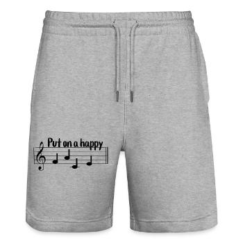 Put on a happy face Notenschrift lustige Noten - Stanley/Stella Unisex Bio Joggingshorts Trainer  - Grau meliert - Vorne - Nik (191cm) & Marisol (170cm)