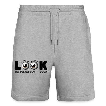 Look But Please Don’t Touch – Lustiges Augen-Desi - Stanley/Stella Unisex Bio Joggingshorts Trainer  - Grau meliert - Vorne - Nik (191cm) & Marisol (170cm)