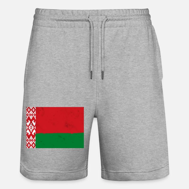 Flagge von Belarus - Stanley/Stella Unisex Bio Joggingshorts Trainer  - Grau meliert