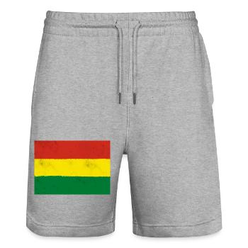 Drapeau de la Bolivie - Short de jogging bio TRAINER Stanley/Stella unisexe - gris chiné - Devant - Nik (191cm) & Marisol (170cm)