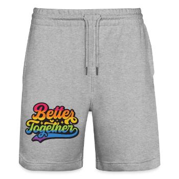 Mois de la fierté LGBT - Better Together - Short de jogging bio TRAINER Stanley/Stella unisexe - gris chiné - Devant - Nik (191cm) & Marisol (170cm)