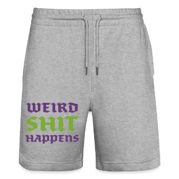 Weird Shit Happens - Stanley/Stella Trainer Unisex Organic Jogging Shorts - heather grey - Front - Nik (191cm) & Marisol (170cm)
