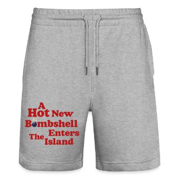 Hot New Bombshell Tee - Stanley/Stella Unisex Bio Joggingshorts Trainer  - Grau meliert - Vorne - Nik (191cm) & Marisol (170cm)