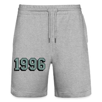 1996 Geburtstag Jahr Alterung Alter 29 Jahre alt - Stanley/Stella Unisex Bio Joggingshorts Trainer  - Grau meliert - Vorne - Nik (191cm) & Marisol (170cm)