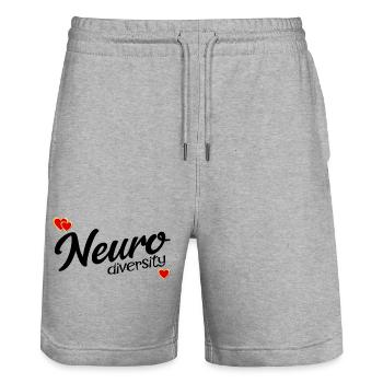 Inklusion Neurodiversität Herz - Stanley/Stella Unisex Bio Joggingshorts Trainer  - Grau meliert - Vorne - Nik (191cm) & Marisol (170cm)