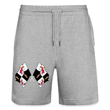Gävleborg, Sweden – Crossed Pride - Stanley/Stella Trainer Unisex Organic Jogging Shorts - heather grey - Front - Nik (191cm) & Marisol (170cm)