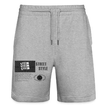 Streetwear Style Kollektion - Stanley/Stella Unisex Bio Joggingshorts Trainer  - Grau meliert - Vorne - Nik (191cm) & Marisol (170cm)