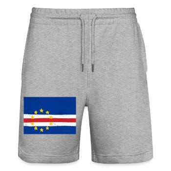 Drapeau du Cap-Vert - Short de jogging bio TRAINER Stanley/Stella unisexe - gris chiné - Devant - Nik (191cm) & Marisol (170cm)