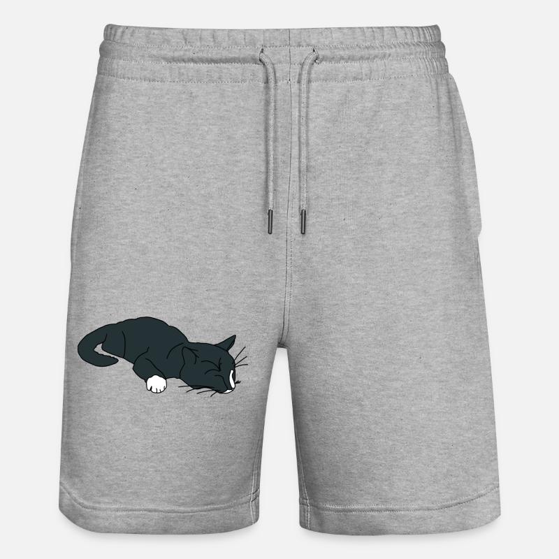 Sleeping Cat - Stanley/Stella Trainer Unisex Organic Jogging Shorts - heather grey