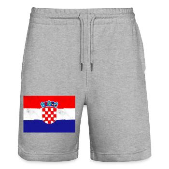 Drapeau de la Croatie - Short de jogging bio TRAINER Stanley/Stella unisexe - gris chiné - Devant - Nik (191cm) & Marisol (170cm)
