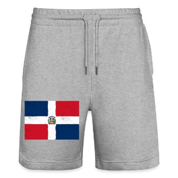 Drapeau de la République dominicaine – Tropical Pride - Short de jogging bio TRAINER Stanley/Stella unisexe - gris chiné - Devant - Nik (191cm) & Marisol (170cm)