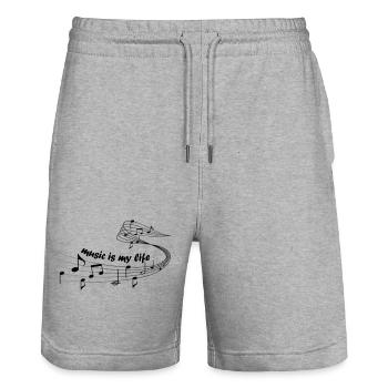 music is my life - Stanley/Stella Unisex Bio Joggingshorts Trainer  - Grau meliert - Vorne - Nik (191cm) & Marisol (170cm)