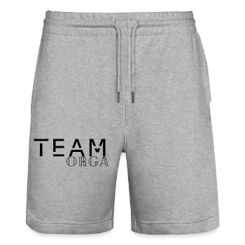 Team Orga - Personal - Mitglied - Crew - Event - Stanley/Stella Unisex Bio Joggingshorts Trainer  - Grau meliert - Vorne - Nik (191cm) & Marisol (170cm)