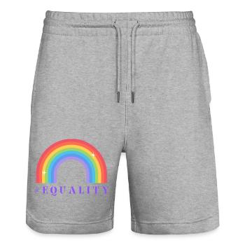 Pride Month Equality - Stanley/Stella Trainer Unisex Organic Jogging Shorts - heather grey - Front - Nik (191cm) & Marisol (170cm)